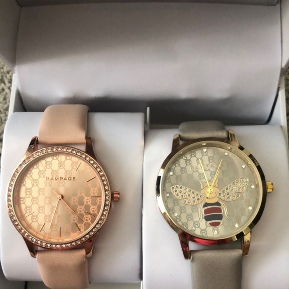 Rampage Bumblebee & Rose Gold Watch Set New
